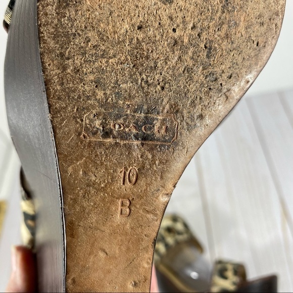 Coach Jezabel Cheetah Print Over Signature C Print Wedge Sandals 10B - Picture 10 of 12